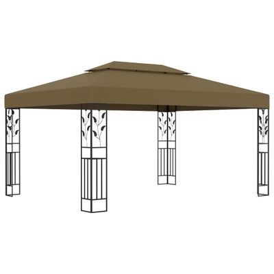 vidaXL Altánok s dvojitou strieškou 3x4 m, sivohnedý 180 g/m²