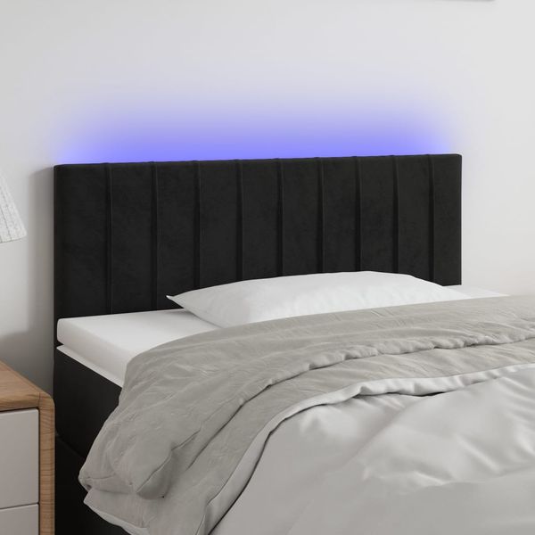 vidaXL Čelo postele s LED čierne 80x5x78/88 cm zamat