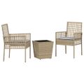 vidaXL Záhradný bistro set 3 ks Béžová polyratan