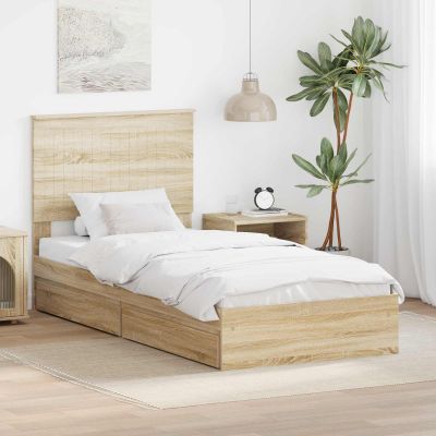 vidaXL Úložná posteľ Sonoma dub 90 x 190 cm Kompozitné drevo