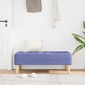 vidaXL lavička s vankúšom Modrá džínovina 113 x 57 x 39 cm látka