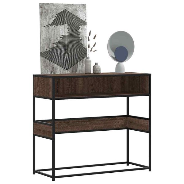 vidaXL Konzolový stolík hnedý dub 90x35x80 cm kompozitné drevo