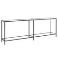 vidaXL Konzolový stolík priehľadný 220x35x75,5 cm tvrdené sklo