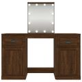 vidaXL Toaletný stolík s LED hnedý dub 130x50x132,5 cm