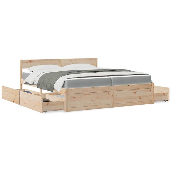 vidaXL Posteľ so zásuvkami a matracom 200x200 cm masívna borovica