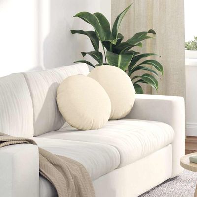 vidaXL Vankúše na sedenie 2 pcs Krémová Ø 40 cm Kordúrová tkanina