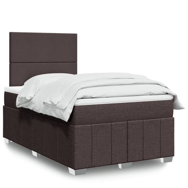 vidaXL Boxspring posteľ s matracom tmavohnedá 120x190 cm látka
