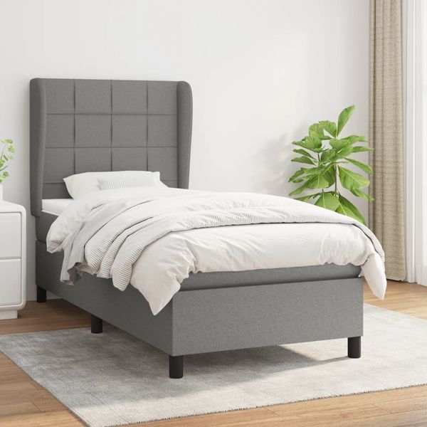vidaXL Boxspring posteľ s matracom tmavosivá 90x190 cm látka