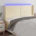 vidaXL Čelo postele krémové 203x16x118/128 cm umelá koža
