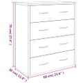 vidaXL Komoda so 4 zásuvkami 60x30,5x71 cm betónovosivá