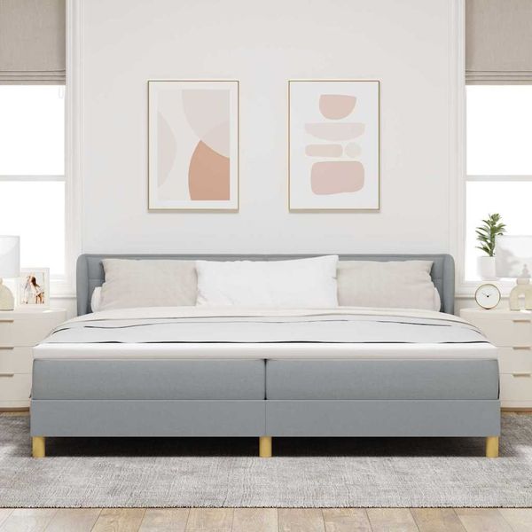 vidaXL Posteľ s pružinovým rámom Svetlosivá 200 x 200 cm látka