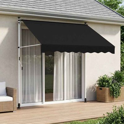 vidaXL Ručná skladacia markíza Čierna 350 cm