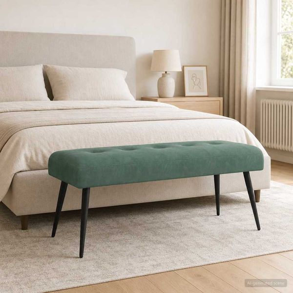 vidaXL Lavica s gombíkovým prešívaním Morská zelená 110 x 40 x 46 cm
