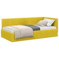 vidaXL Rohový rám postele s čelnou doskou Žltá 100 cm x 200 cm Zamat