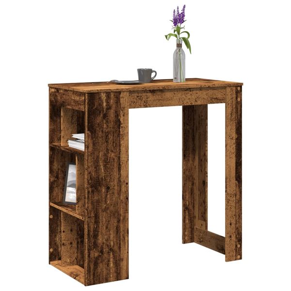 vidaXL Barový stôl s policami staré drevo 102x50x103,5cm kompoz. drevo