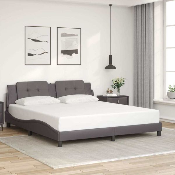 vidaXL Rám postele bez matraca Zadar sivý 180x200 cm umelá koža