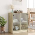 vidaXL Bočná skrinka so sklenenými dvierkami dub sonoma 68x37x75,5 cm