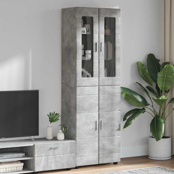 vidaXL Highboard s poličkou FLORIN Betónová šedá 60 x 35 x 182 cm