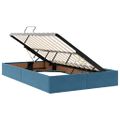 vidaXL LED úložná posteľ s matracom Modrá 120 x 190 cm Zamat