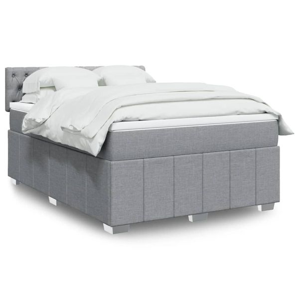 vidaXL Boxspring posteľ s matracom bledosivý 140x190 cm látka