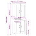 vidaXL Vysoká skrinka dymový dub 69,5x34x180 cm spracované drevo