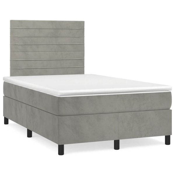 vidaXL Boxspring posteľ s matracom bledosivá 120x190 cm zamat