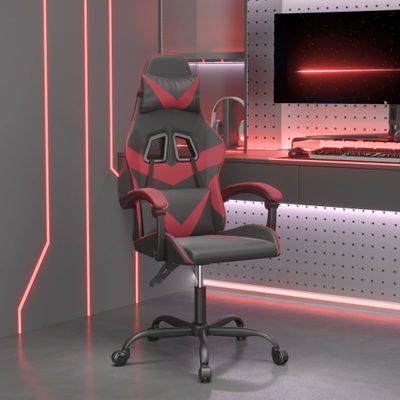 vidaXL Otočná herná stolička čierna a vínovočervená umelá koža