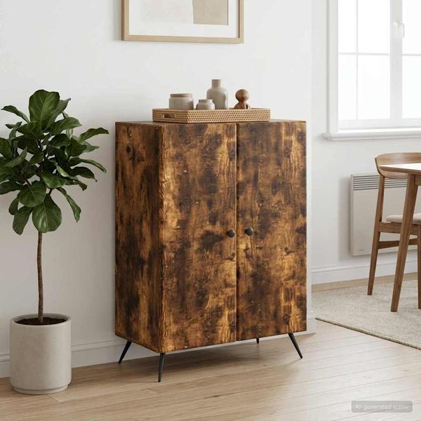 vidaXL Servírovacia skriňa Dymový dub 66 x 34,5 x 90 cm