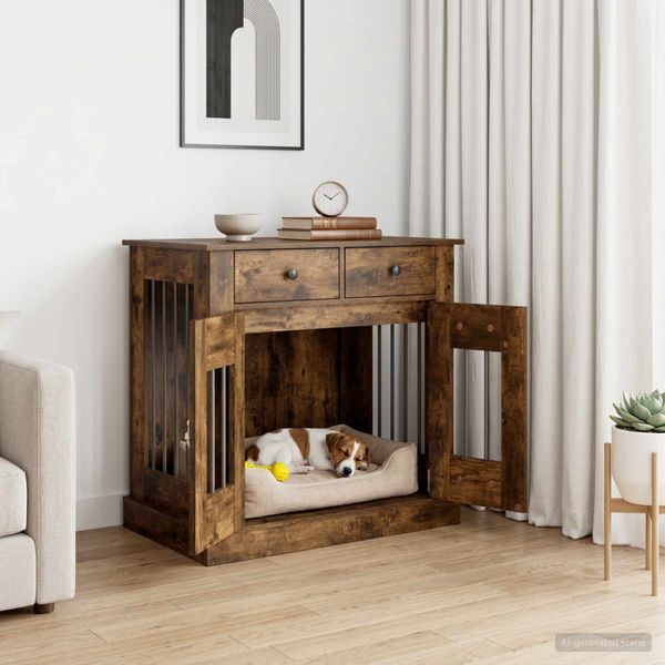 vidaXL Nábytok pre psa Dymový dub 80 x 47,5 x 80 cm Kompozitné drevo
