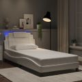 vidaXL Rám postele, Viana, s LED bez matraca, biely 100x200 cm