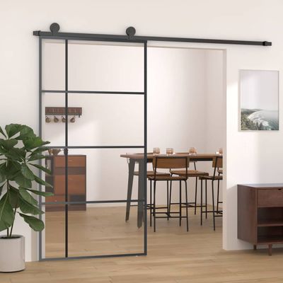 vidaXL Posuvné dvere ESG sklo a hliník 102,5x205 cm čierne