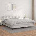 vidaXL Boxspring posteľ s matracom biela 180x200 cm umelá koža