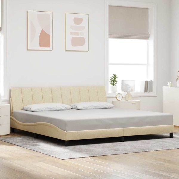 vidaXL Rám postele bez matraca Hanko krémová 200x200 cm látka