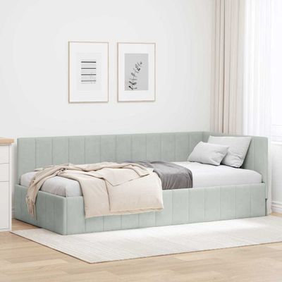 vidaXL Rohový rám postele Svetlosivá 90 cm x 190 cm Zamat