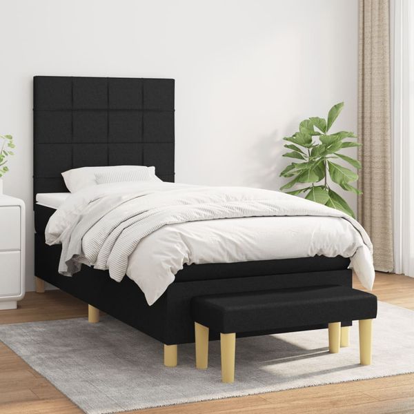 vidaXL Boxspring posteľ s matracom čierna 100x200 cm látka