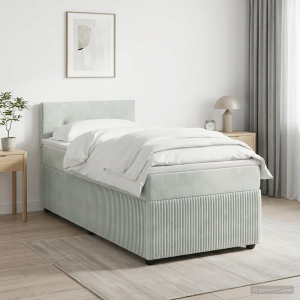 vidaXL Posteľ boxspring s matracom Svetlosivá 100 x 200 cm Zamat