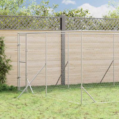 vidaXL Vonkajší koterec pre psov strieborný 4x12x2 m pozinkovaná oceľ