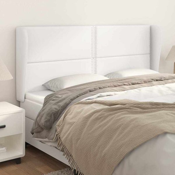 vidaXL Čelo postele so záhybmi biely 183x23x118/128 cm umelá koža