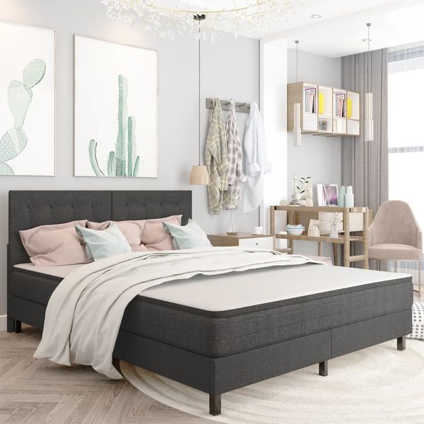 vidaXL Prešívané čelo postele tmavosivé 180x200 cm látkové