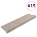 vidaXL Schodové rohože 15 ks 65x21x4 cm strieborné s obdĺžnikovým okrajom