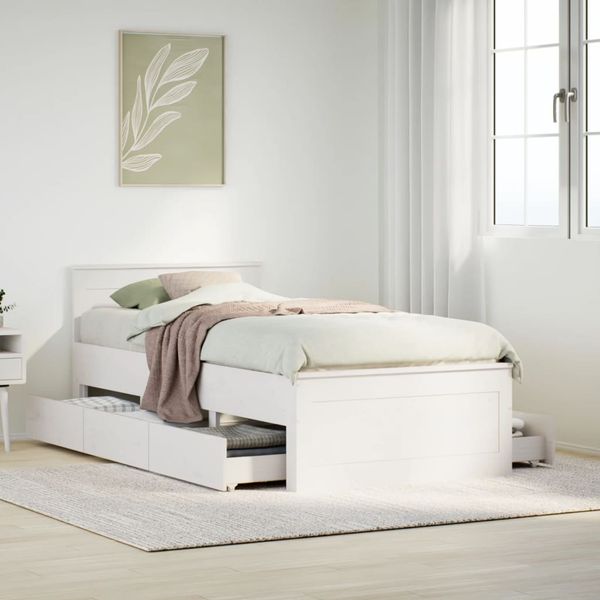 vidaXL Posteľ bez matraca s čelom biely 150x200 cm borovicový masív
