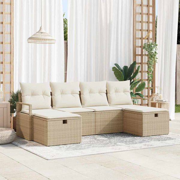 vidaXL Sada pohoviek s vankúšom 5 pcs polyratan