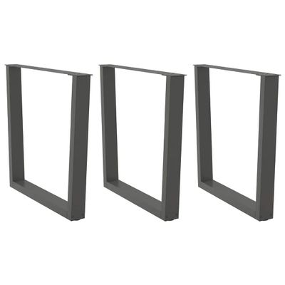 vidaXL Nohy k jedálenskému stolu v tvare V, 3 ks, antracitové, 90 x (72-73,3) cm, oceľ
