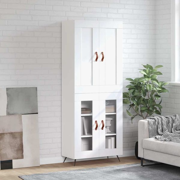 vidaXL Vysoká skrinka biela 69,5x34x180 cm spracované drevo