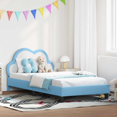vidaXL Detský rám na posteľ s čelom Modrá 80 x 200 cm PU