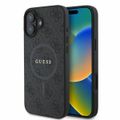 Obal Guess pre iPhone 16 6,1" GUHMP16SG4GFRK čierny tvrdý obal 4G Ring Classic Logo MagSafe