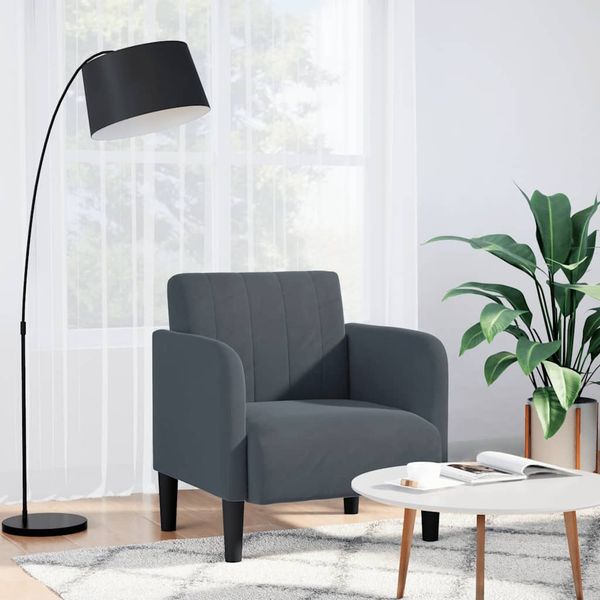 vidaXL Rozkladacia pohovka s podrúčkami, tmavosivá, 54 cm, zamatová