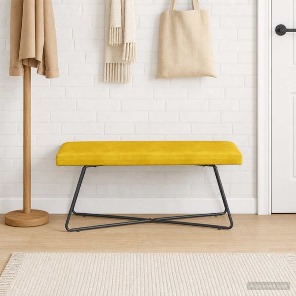 vidaXL lavička Žltá 110 x 40 x 45 cm Zamat