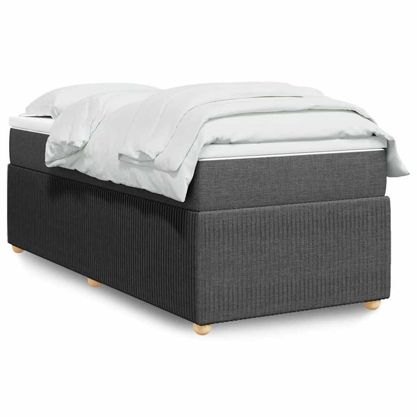 vidaXL Boxspring posteľ s matracom tmavosivá 90x200 cm látka