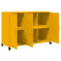 vidaXL Komoda horčicovožltá 100,5x39x7 cm oceľ